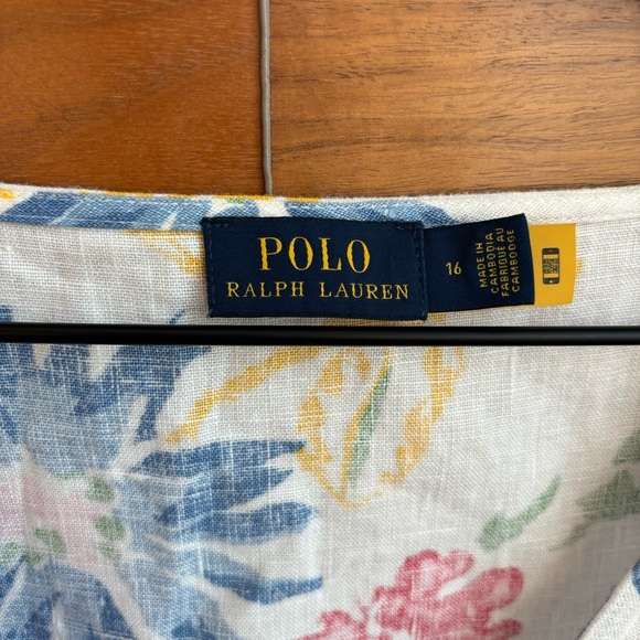 POLO RALPH LAUREN  Floral Button-Front Linen Dress, Size 16 - Picture 12 of 15
